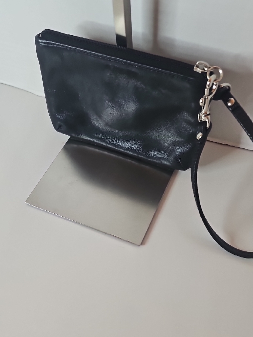 Coach Black Leather Wristlet Clutch with Silver Hardware - Picture 5 of 8